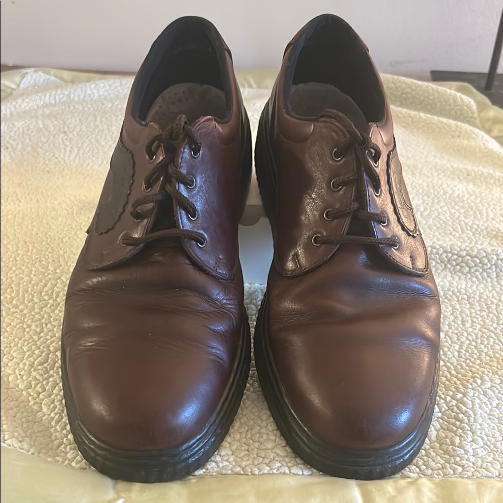 Rieker Classic Brown Leather Oxford Lace Polished Finish Round Toe Shoes